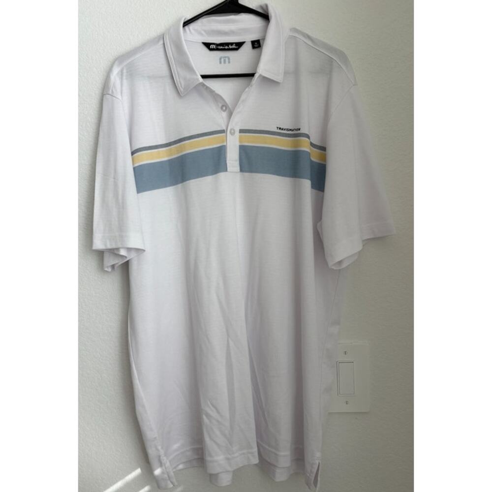 NWOT Mens Travis Mathew Off Rocky Path White Polo Size XL - Picture 2 of 6